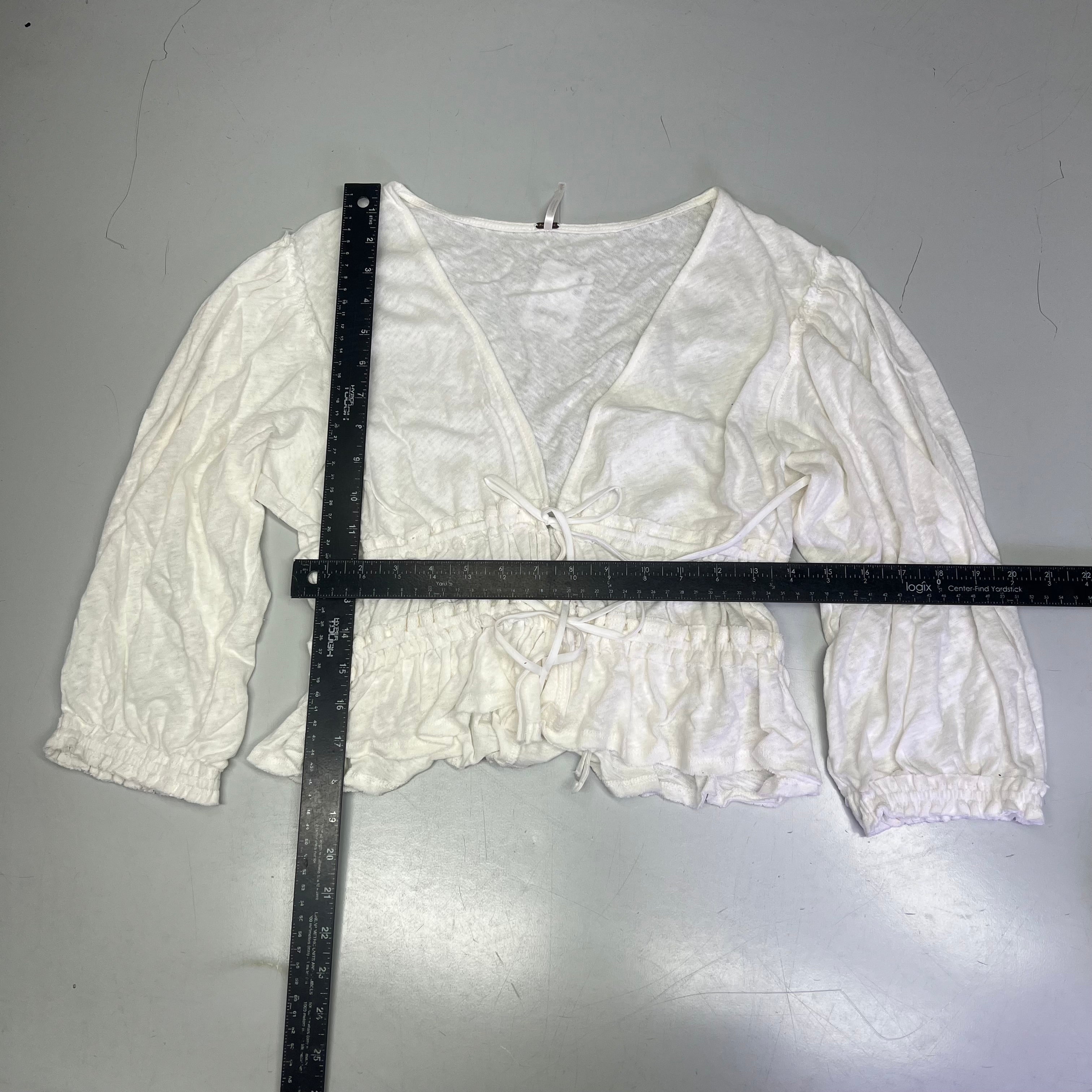 FREE PEOPLE Breezy Beachy Cotton Linen Let's Go Blouse Women's Sz M Ivory