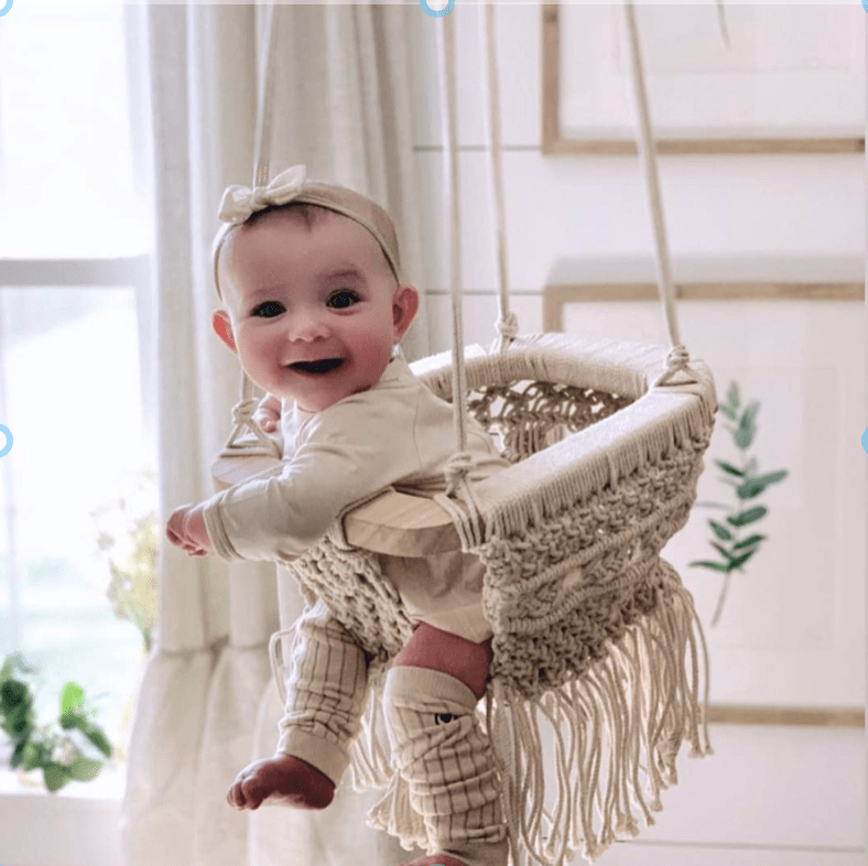 Macramé Baby Swing — Handmade Organic Cotton Nursery Swing