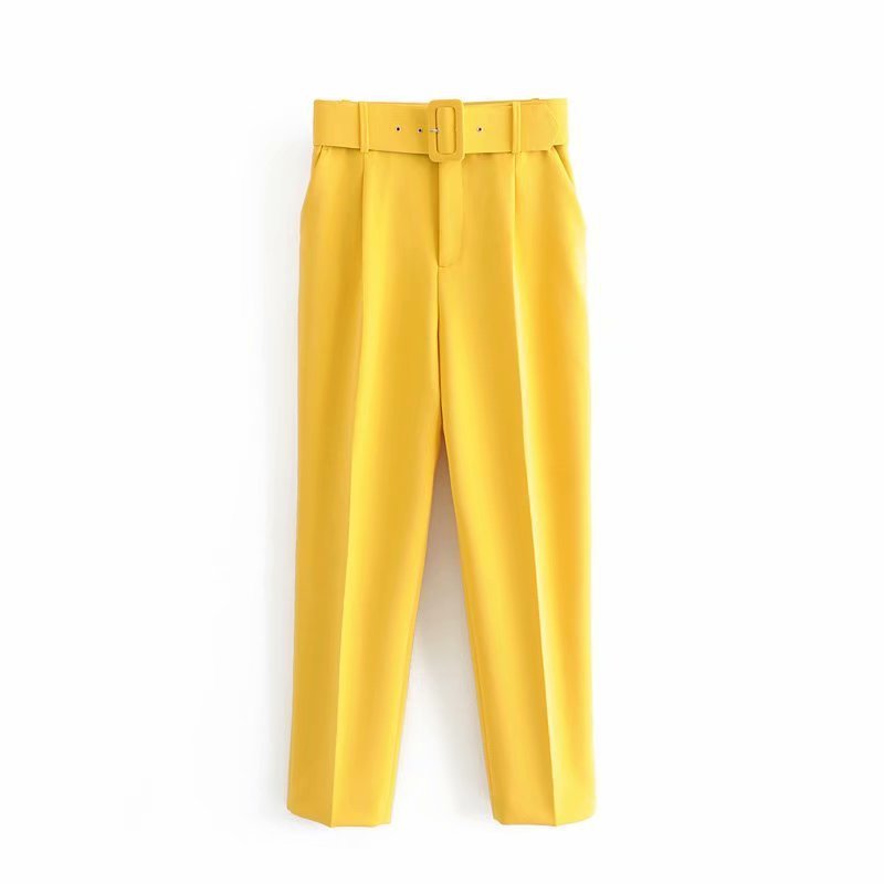 Trendy Women's Pleated Harem Pants with Belt Decor