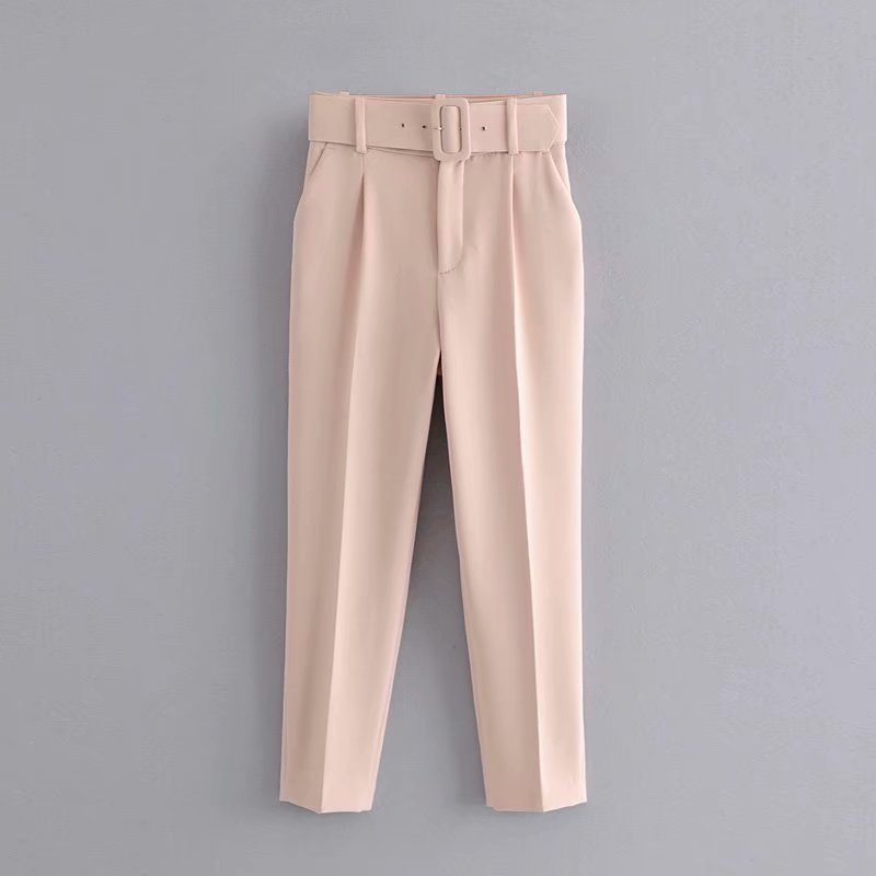 Trendy Women's Pleated Harem Pants with Belt Decor