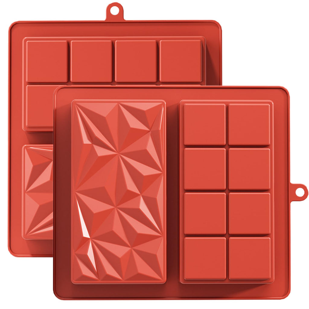 Chocolate Bar Molds Dubai Chocolate Bar Molds 2 Pack Wax Melt Molds Engery Bar Silicone Molds for Chocolate Candy Bars (2PCS-Deep-2 Shapes)