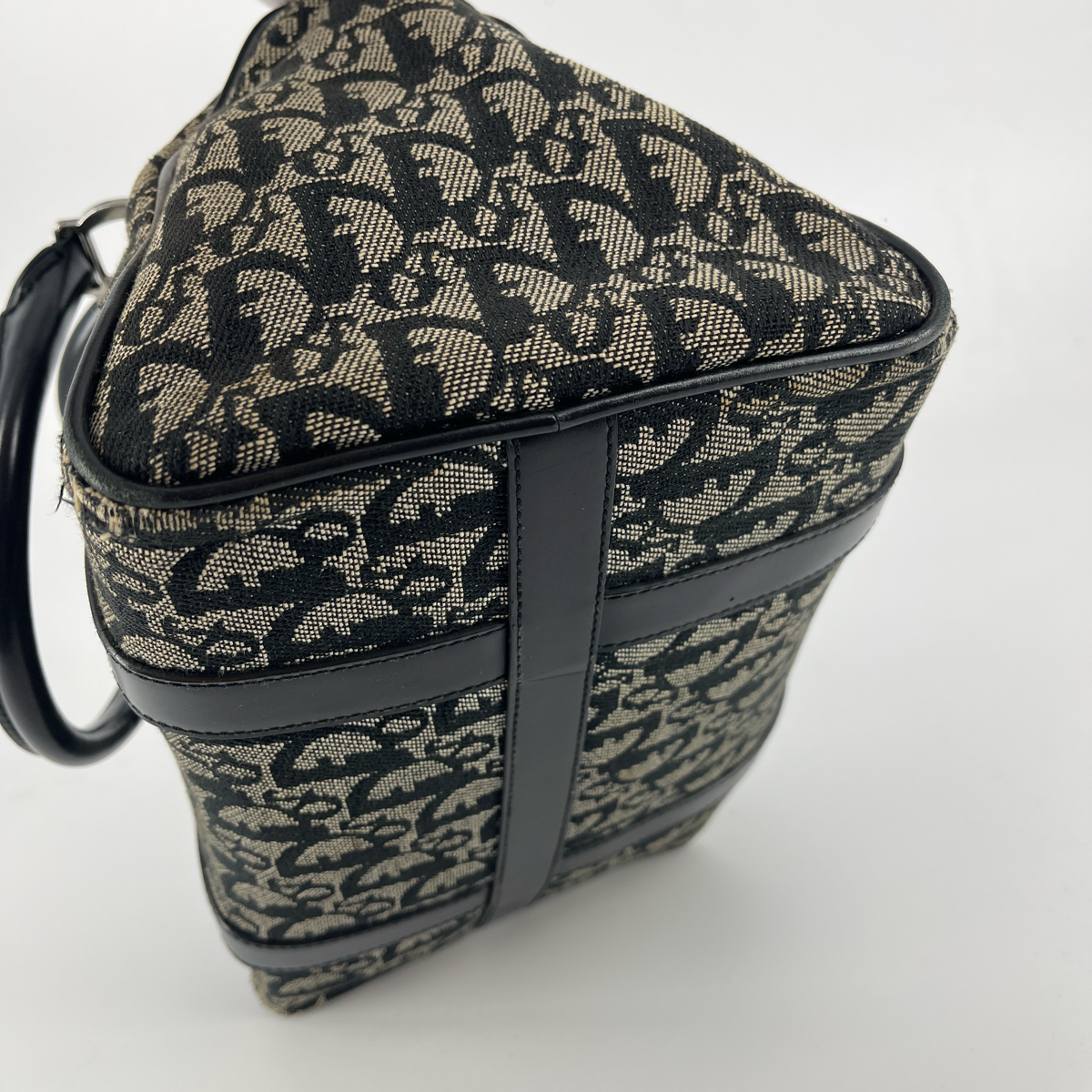 Christian Dior Black Canvas x Leather Trotter Mini Boston Bag #7700