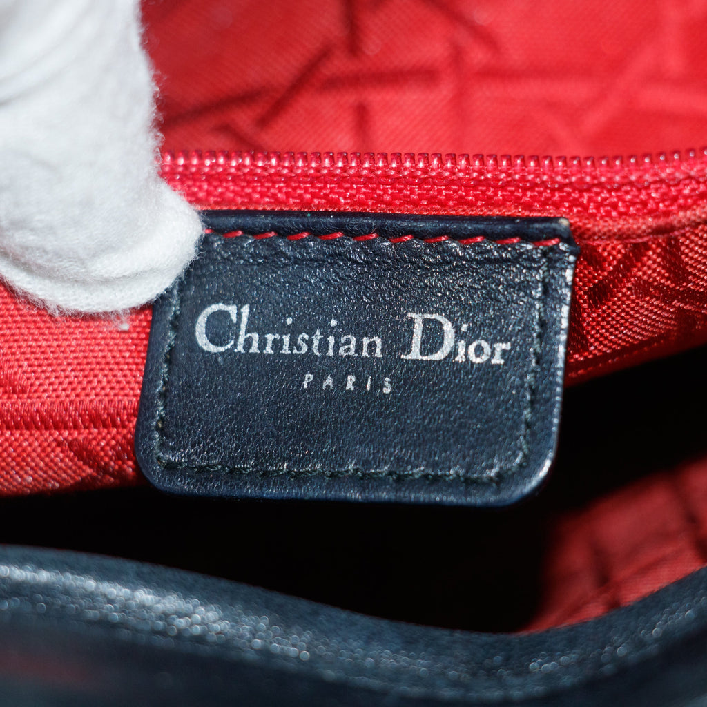 Christian Dior Leather Studded Black Lady Dior Tote Bag #8532