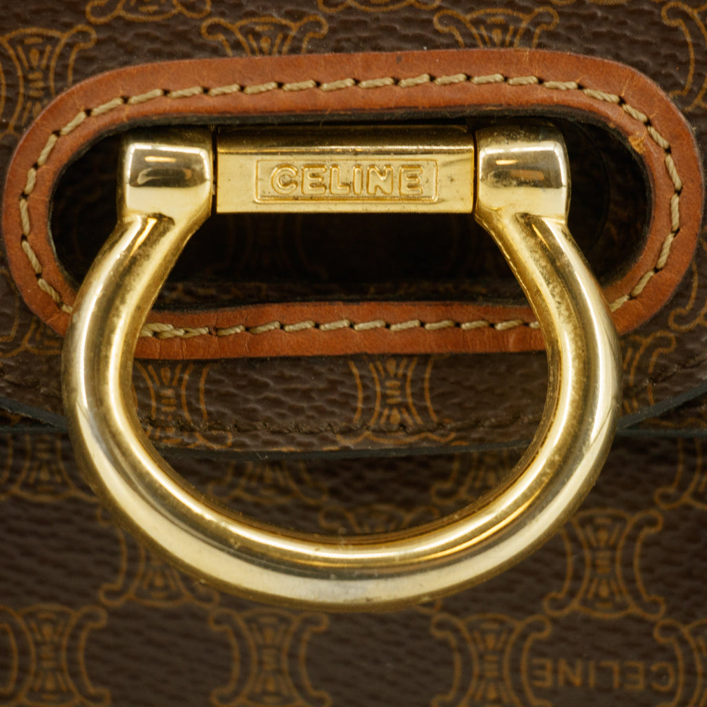 Celine Macadam Brown PVC x Leather One Handle Tote Bag #9448