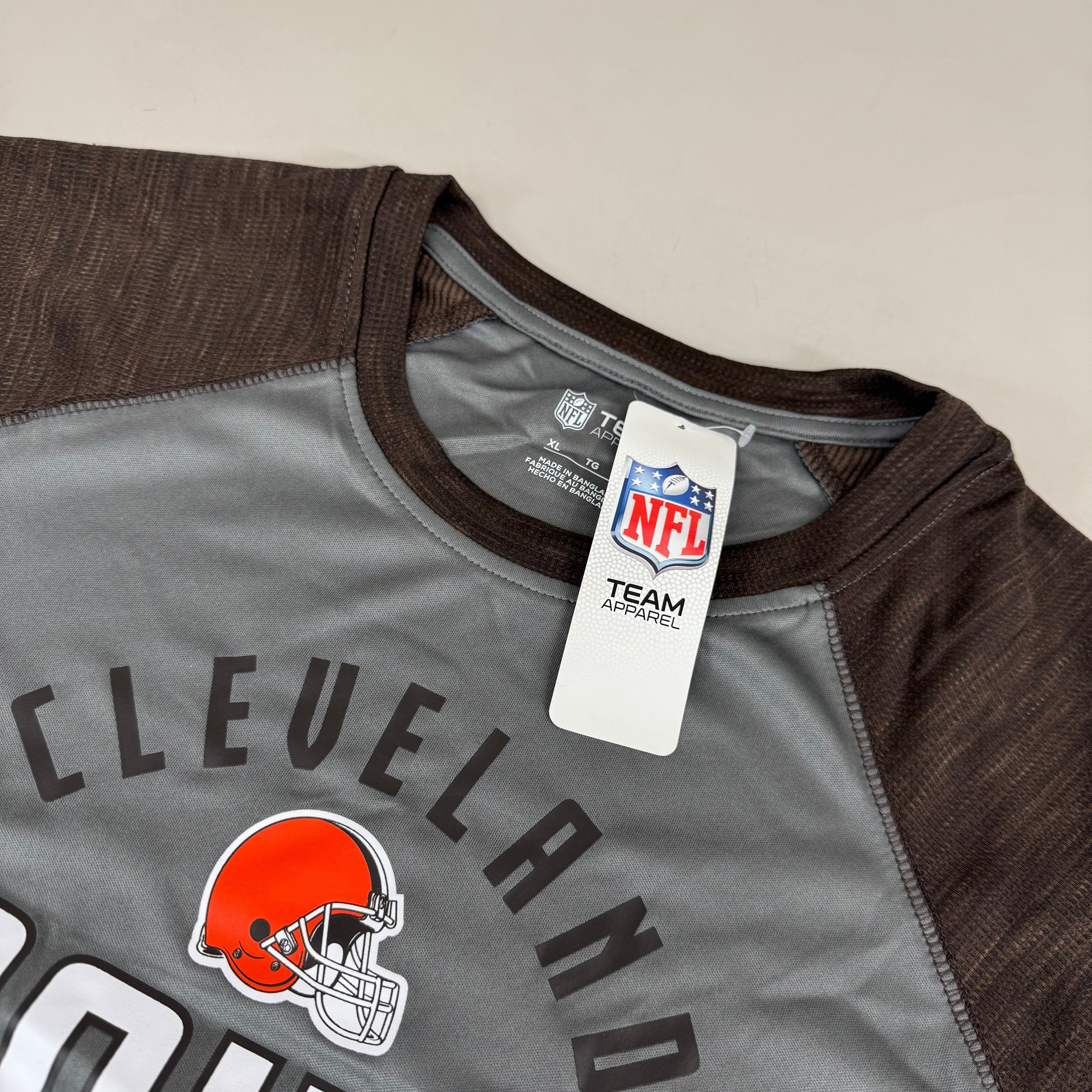 NFL Cleveland Browns Long Sleeve Shirt XL Brown/Grey 1802970 Established 1946