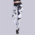 Thick Black and White Letter Print Yoga Leggings