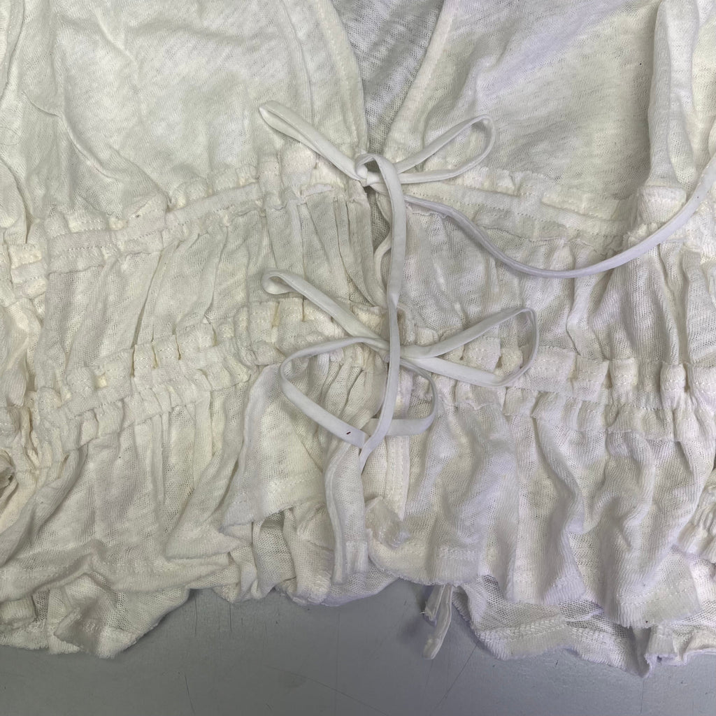 FREE PEOPLE Breezy Beachy Cotton Linen Let's Go Blouse Women's Sz M Ivory