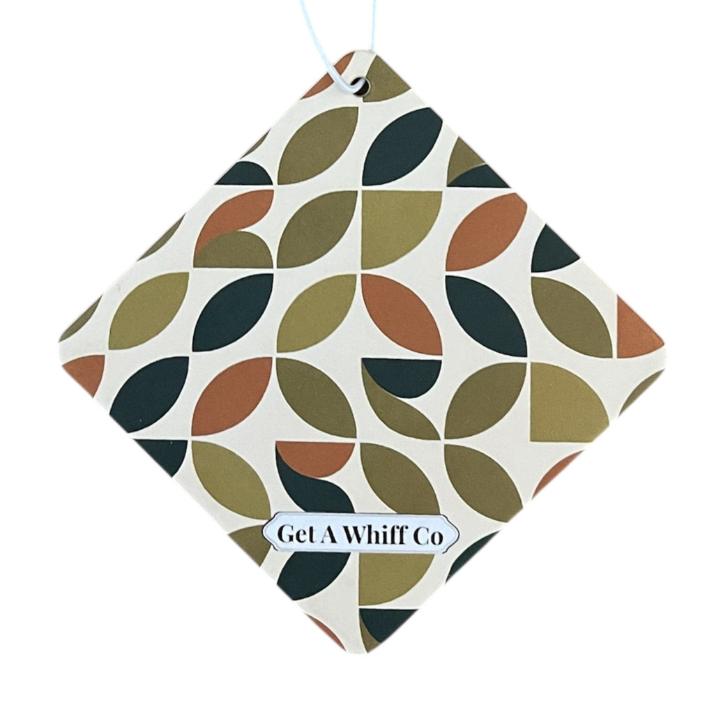 Handmade geometric hanging car air freshener with clean fragrance oils, multiple scents