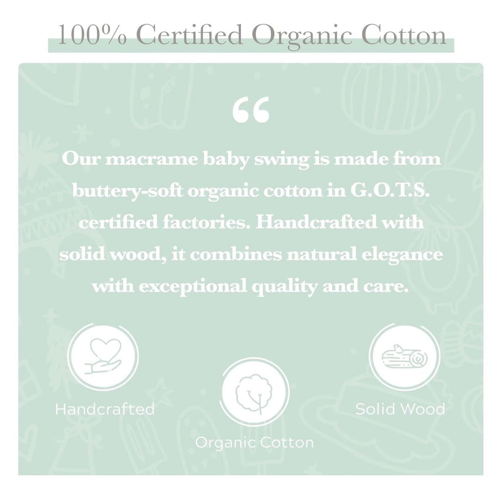 Macramé Baby Swing — Handmade Organic Cotton Nursery Swing