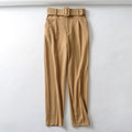 Trendy Women's Pleated Harem Pants with Belt Decor
