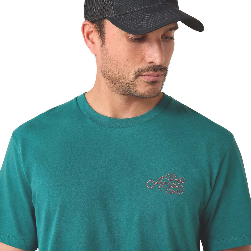 Ariat Mens Short Sleeve Shirt, Cattle Skull Freedom Western Graphic Tee