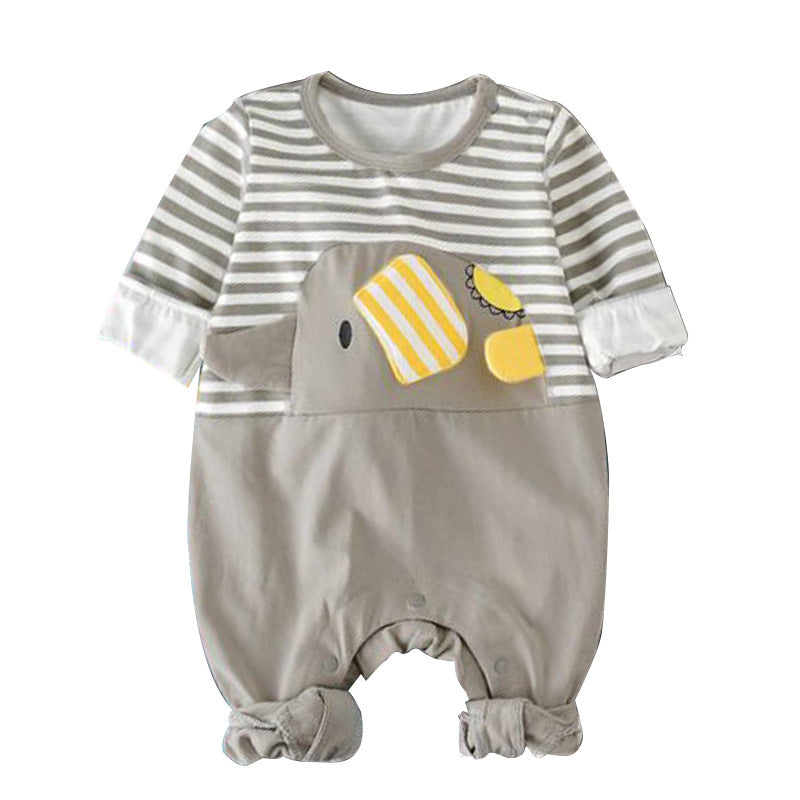 Striped Elephant Print Romper for Infants