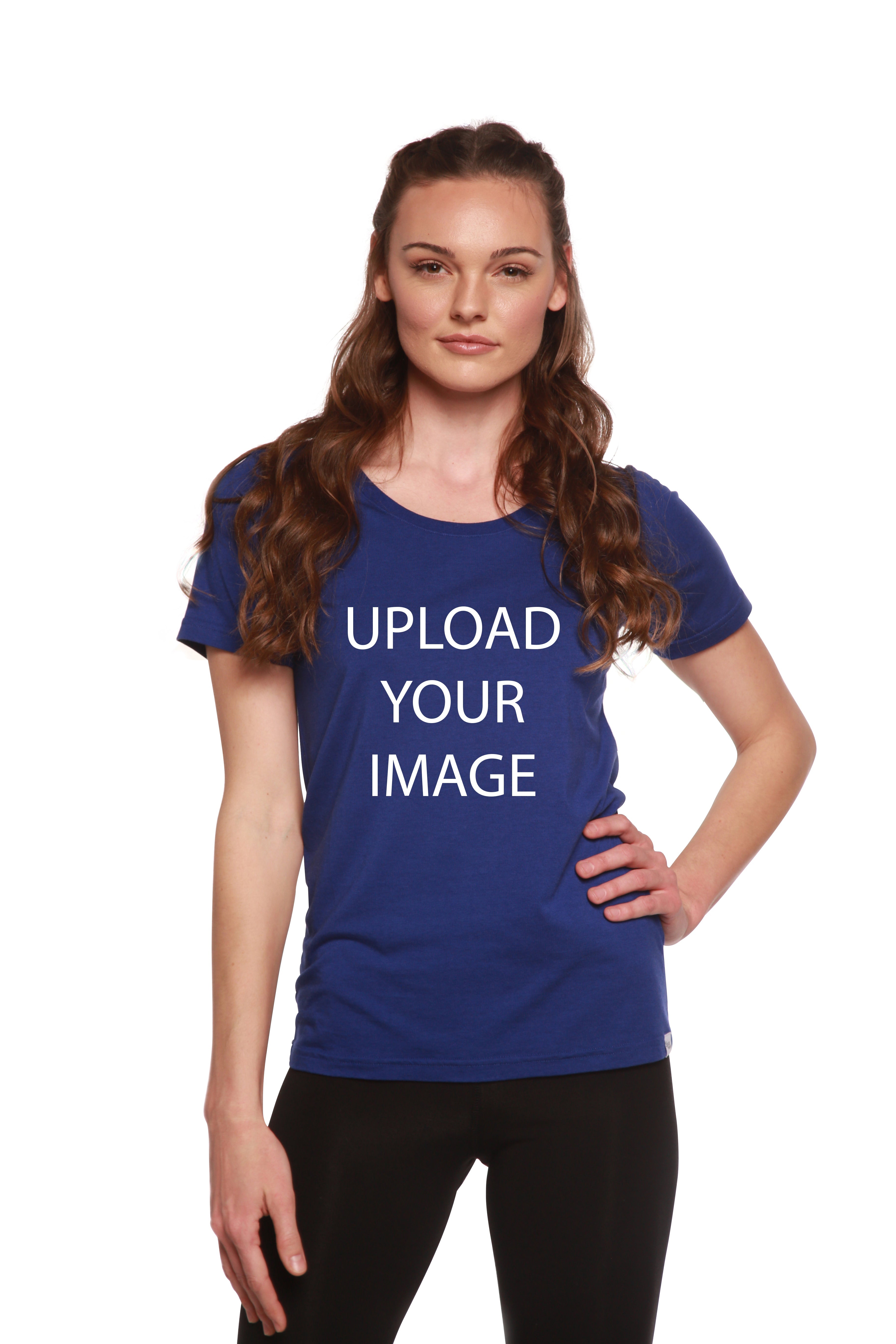Custom Printed Women's Bamboo/Cotton Short Sleeve Scoop Neck Graphic T-Shirt