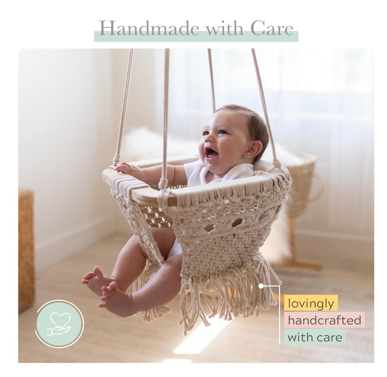 Macramé Baby Swing — Handmade Organic Cotton Nursery Swing