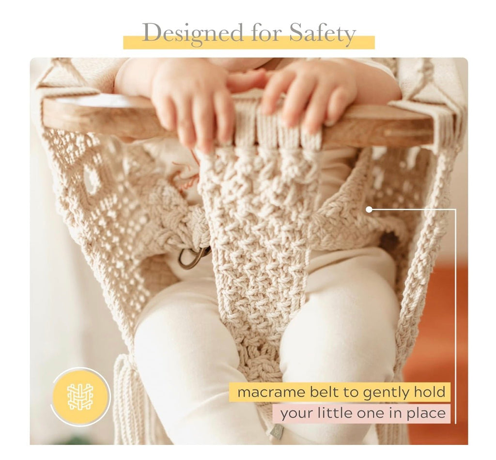 Macramé Baby Swing — Handmade Organic Cotton Nursery Swing
