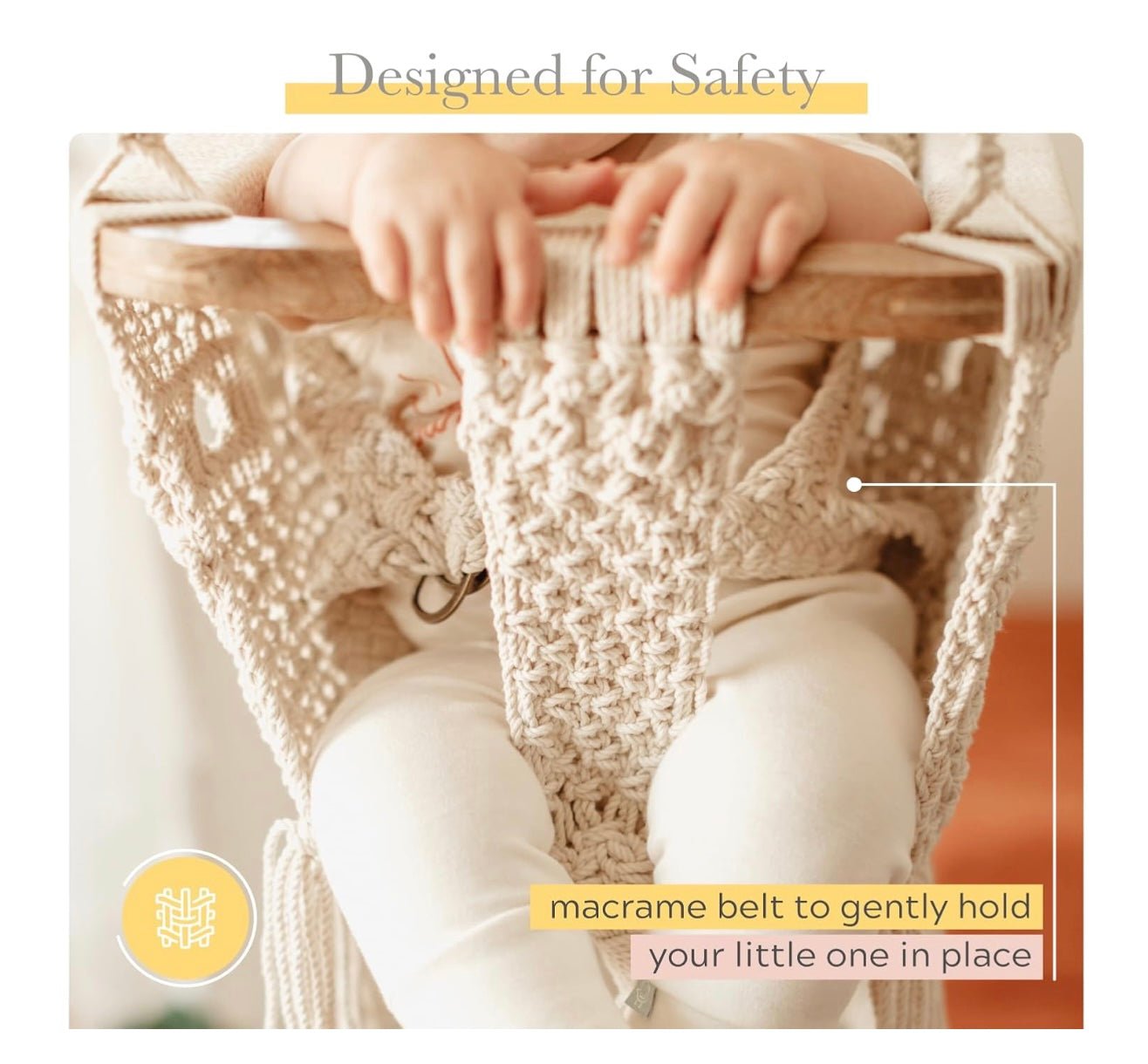 Macramé Baby Swing — Handmade Organic Cotton Nursery Swing