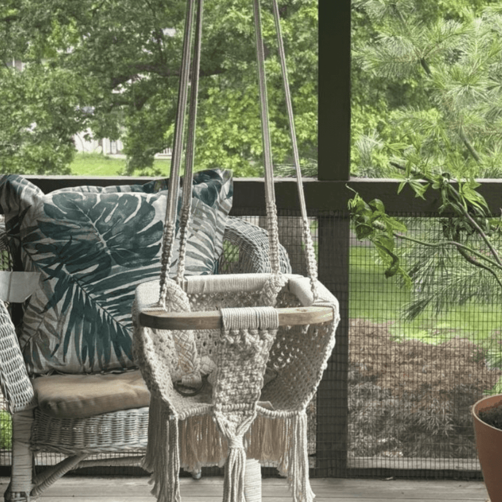 Macramé Baby Swing — Handmade Organic Cotton Nursery Swing