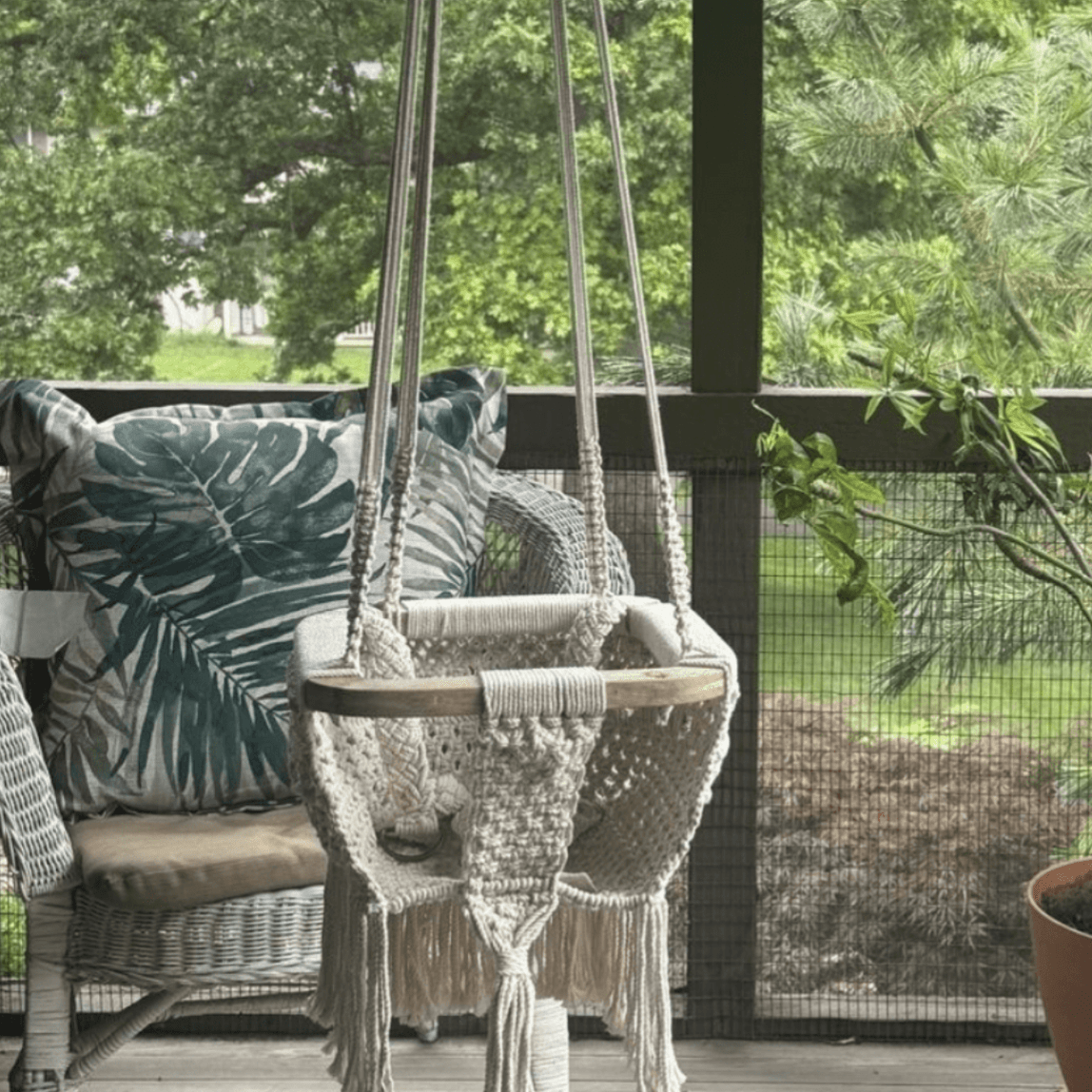 Macramé Baby Swing — Handmade Organic Cotton Nursery Swing