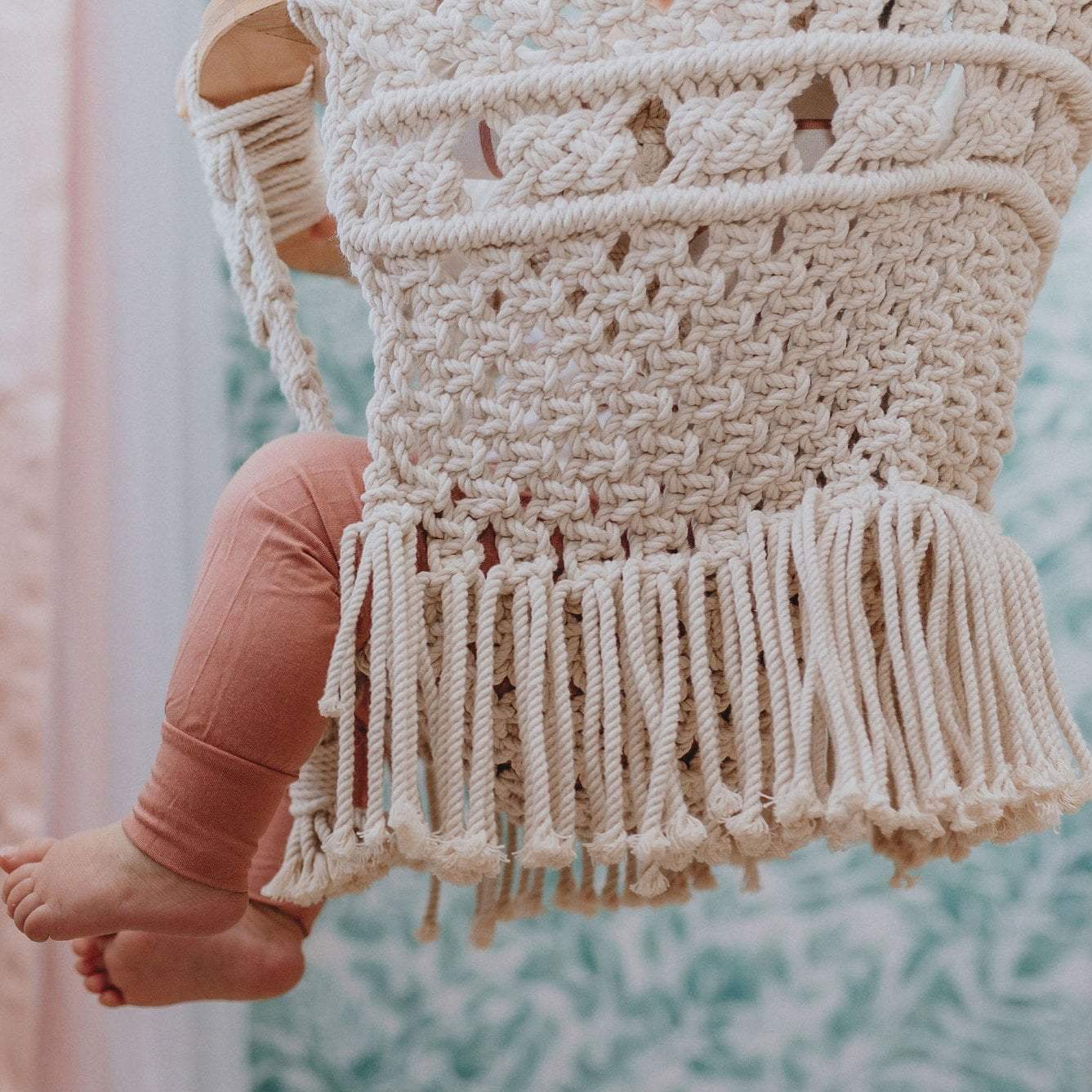 Macramé Baby Swing — Handmade Organic Cotton Nursery Swing