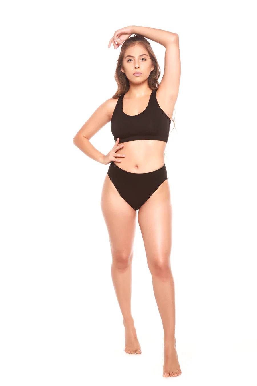 Women's Bamboo/Cotton High Leg Brief Style Underwear Black Color - 3-pack